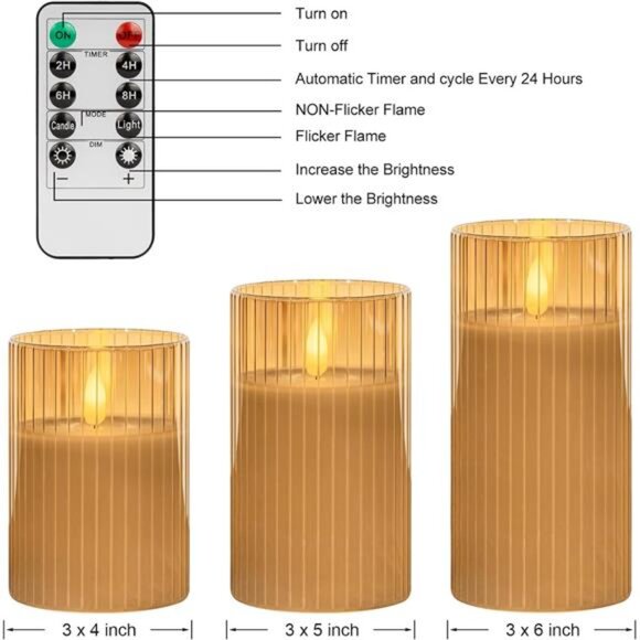 Glass LEDFlameless Candles BatteryOperated with RemoteControl,Flickering Candles - Picture 6 of 7